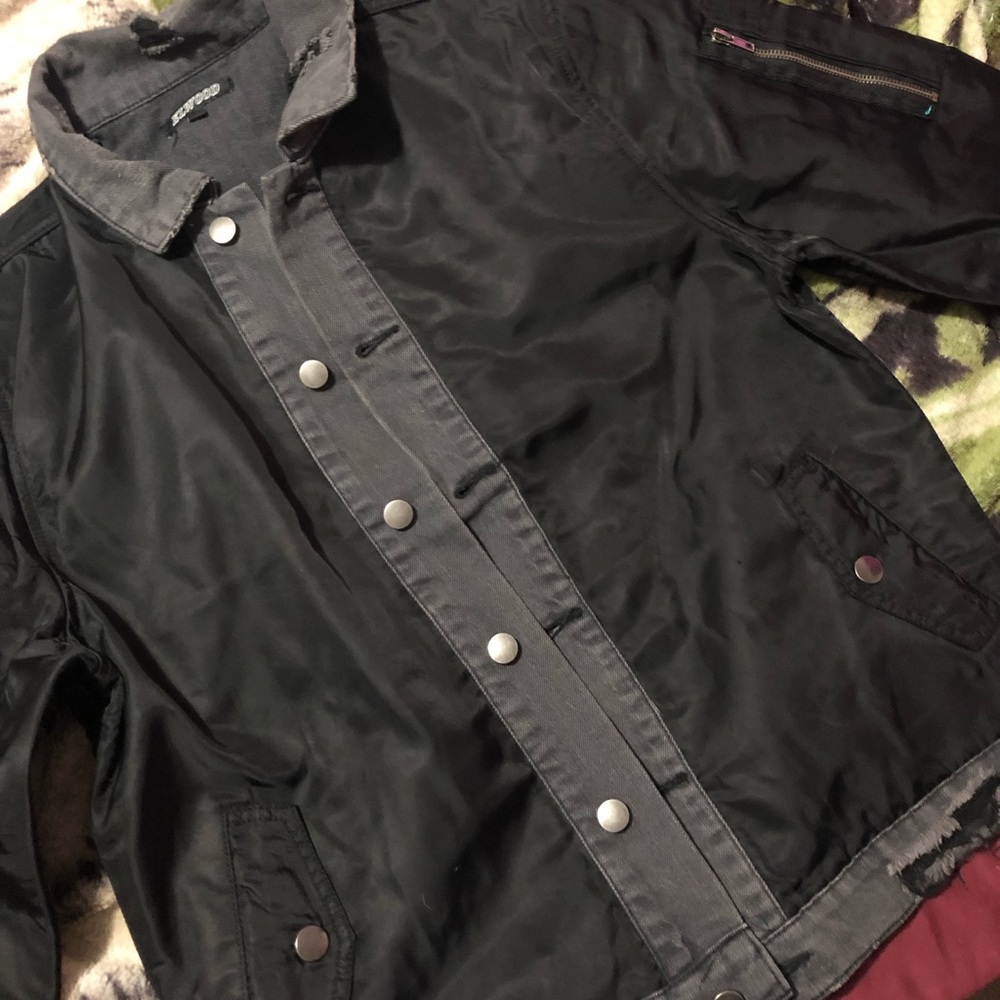 Elwood Black Trucker Bomber Jacket
